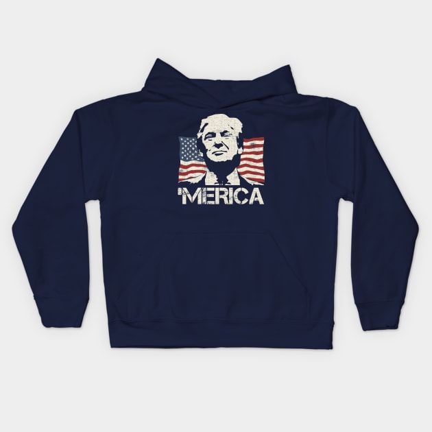 Donald Trump Merica Kids Hoodie by Designkix